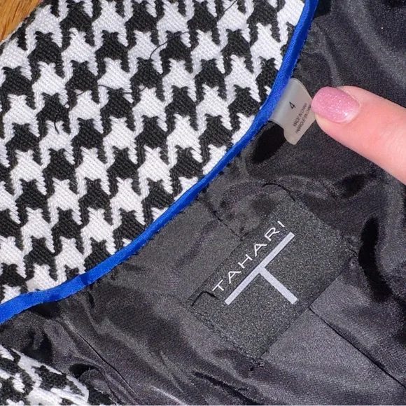 Tahari Womens Houndstooth Fitted Blazer Jacket - Picture 2 of 6